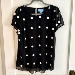 CeCe Black and White Polka Dot Blouse